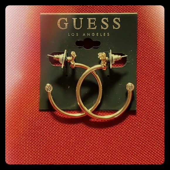 Guess Gold Ribbon Hoops - Picture 1 of 3